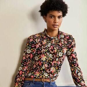 BODEN Smocked Jersey Top in Opulent Paradise